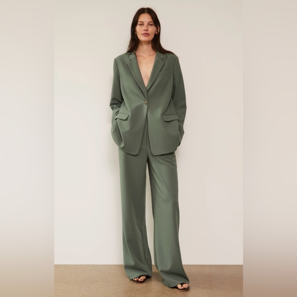 NORDSTROM
Flat Front Wide Leg Knit Pants in Green Duck - Picture 1 of 8